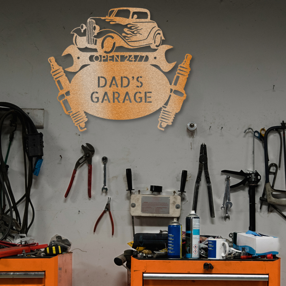 Hot Rod Mechanic Monogram - Steel Sign