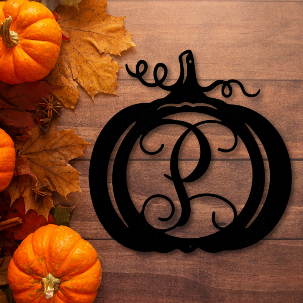 Pumpkin Initial Monogram - Steel Sign