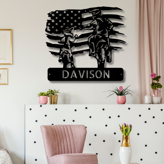 American Motocross Family Monogram - Steel Sign