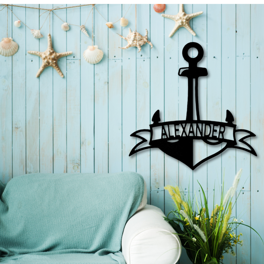 Fancy Anchor Banner - Steel Sign