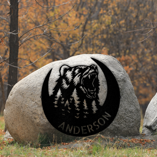 Roaring Bear Monogram - Steel Sign