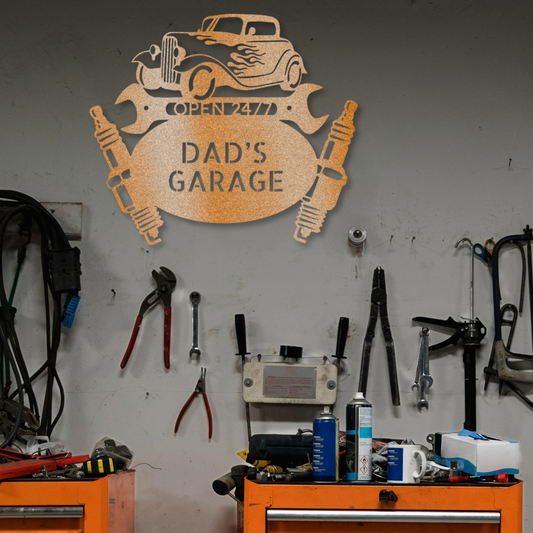 Hot Rod Mechanic Monogram - Steel Sign