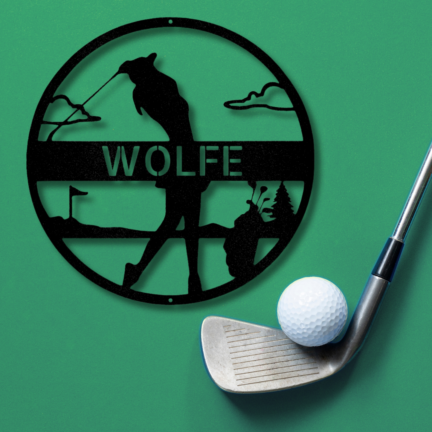 Female Golfer Monogram - Steel Sign