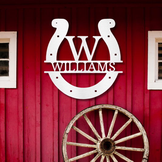 Custom Horseshoe Monogram - Steel Sign