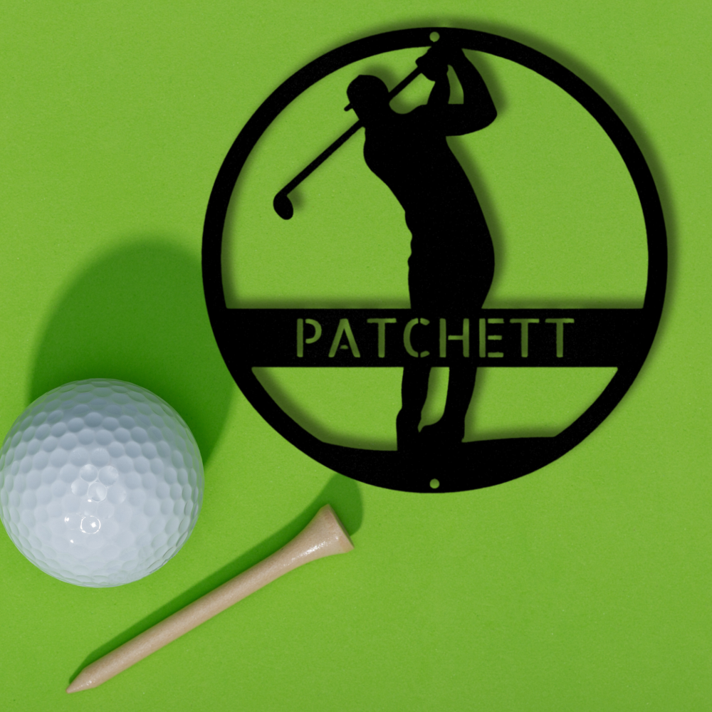 Male Golfer Monogram - Steel Sign